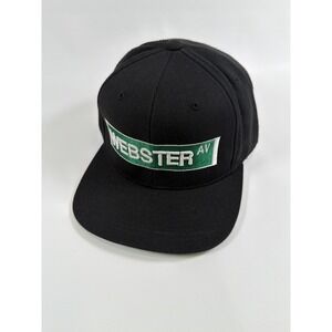 Lids‎ Webster Av Street Sign Black Snapback Hat Flat Bill Green Underbrim